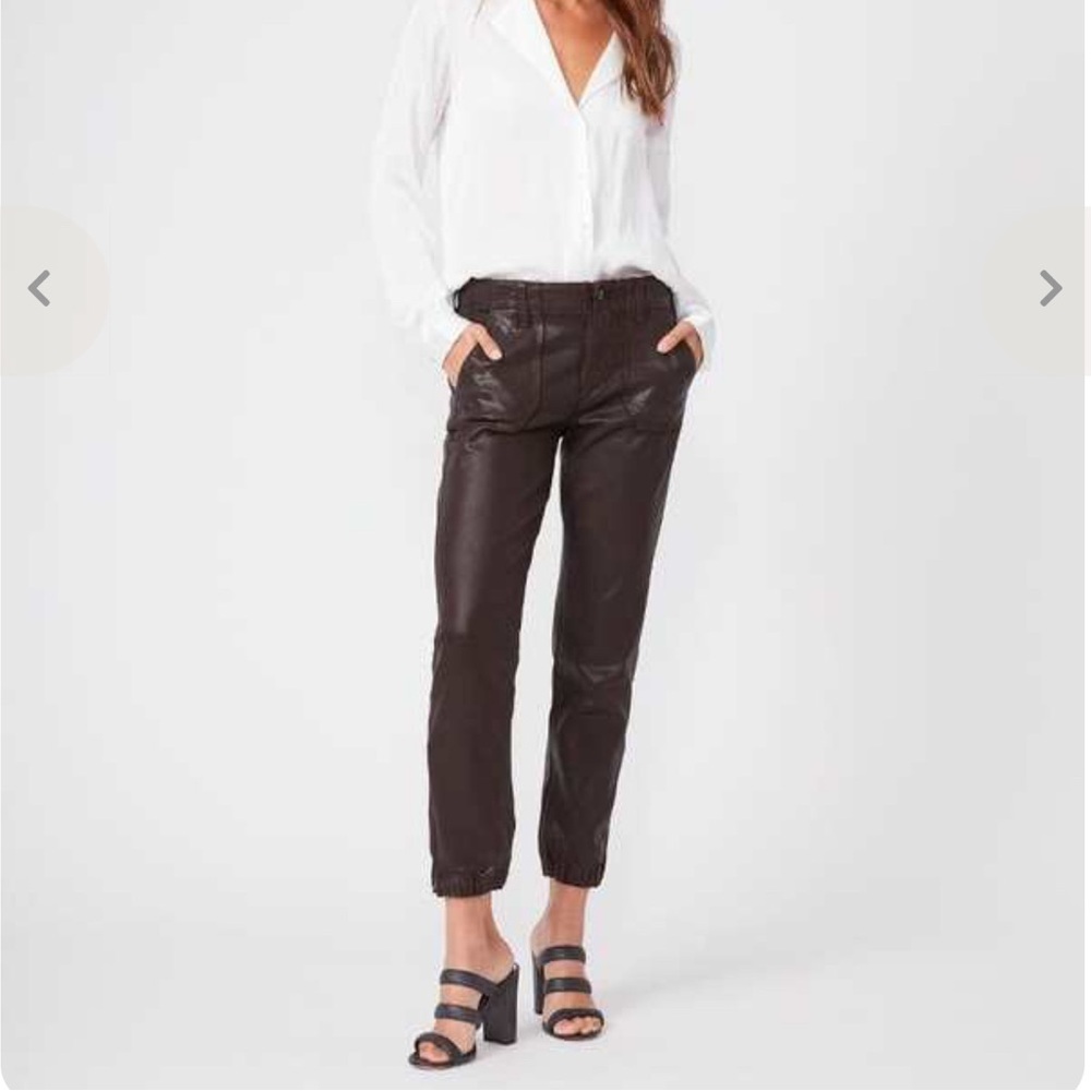 Paige Mayslie jogger in black coated denim